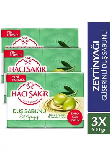 Hacı Şakir Zeytinyağı Gliserinli Saf Doğal Duş Sabunu Yüksek Kalite ve Güvenle Kullanım
