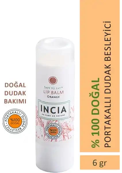 İncía %100 Doğal Dudak Besleyici Portakal Bitkisel Nemlendirici Krem 6 G