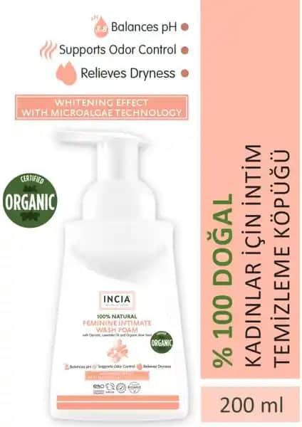 INCIA %100 Doğal İntim Yıkama Köpüğü Kadınlar İçin Güvenilir Günlük Bakım Ürünü