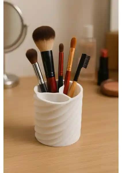 KLC Tasarım Spiral Desenli 3 Bölmeli Makyaj ve Çok Amaçlı Organizer