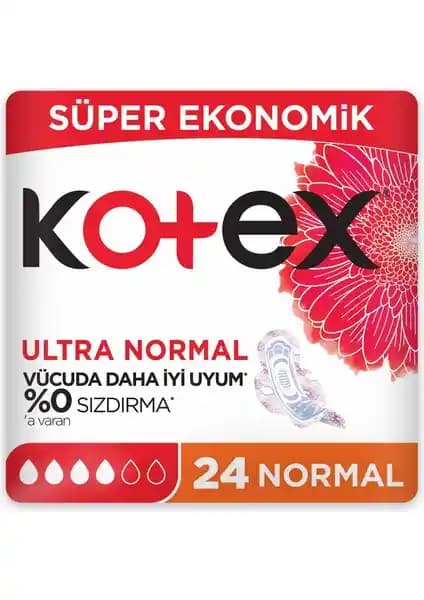 Kotex Ultra Normal Hijyenik Ped 24'lü Ekonomik ve Güvenilir Günlük Kullanım