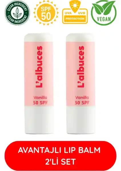 L'albuces Vanilla 50 SPF Dudak Bakım Seti Günlük Koruma ve Nemlendirme İçin Uygun