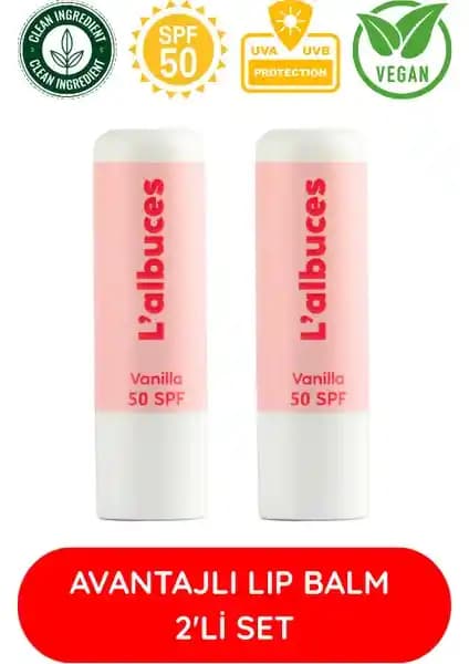 L'albuces Vanilla 50 SPF Dudak Bakım Seti Günlük Koruma ve Nemlendirme İçin Uygun