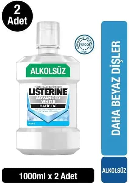 Listerine Advanced White Hafif Tat 1000 ml x2: Diş Beyazlatıcı ve Ferahlatıcı Ağız Bakım Ürünü