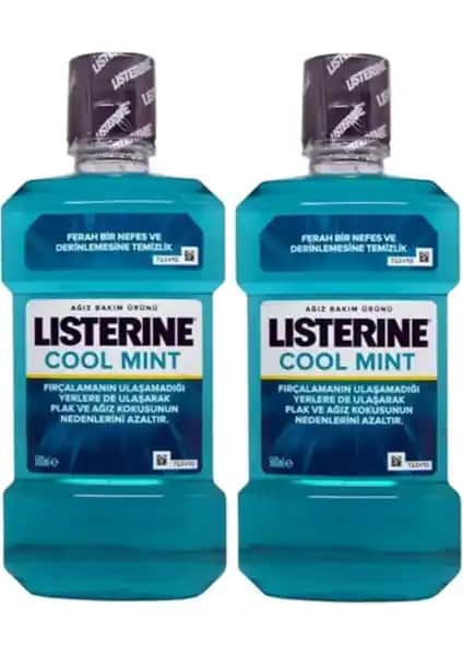Listerine Cool Mint 500 ml x 2 Adet - Güçlü Ağız Hijyeni ve Ferah Nefes Sağlayan Antiseptik Gargarası