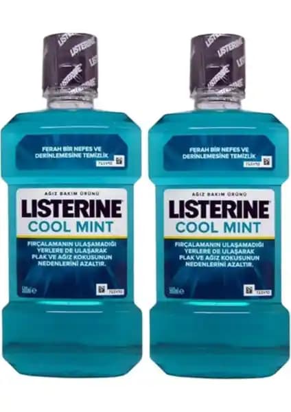 Listerine Cool Mint 500 ml x 2 Adet - Güçlü Ağız Hijyeni ve Ferah Nefes Sağlayan Antiseptik Gargarası