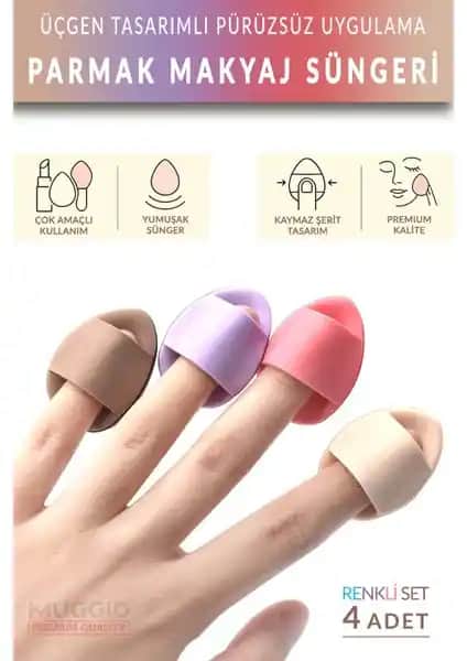 Muggio Parmak Makyaj Süngeri: Çok Yönlü ve Hassas Makyaj Uygulama Aksesuarı