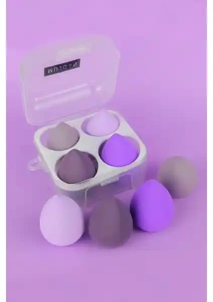 Mükkemel Makyaj Deneyimi İçin MUJGAN 4'lü Standlı Mor Makyaj Süngeri Seti