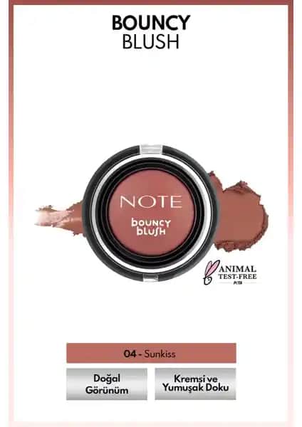 Note Bouncy Blush Yumuşak Kremsi Allık 04 Sunkiss - Doğal Güzelliği Vurgulayan Makyaj Ürünü