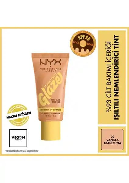 NYX Buttermelt Glaze Işıltılı Nemlendirici Tint Güneş Koruyucu ve Doğal Parlaklık Sağlar