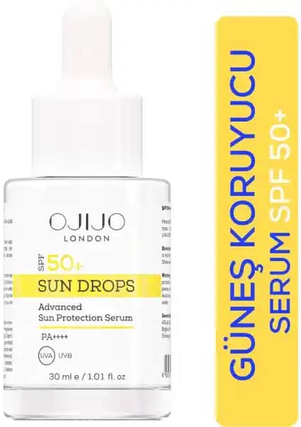 Ojijo London SPF 50+ Güneş Kremi Sun Drops Yüz Güneş Serumu İnceleyici ve Koruyucu