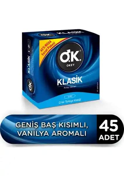 Okey Klasik 45'li Prezervatif Avantaj Paketi Güvenli ve Konforlu Kullanım İçin Uygun