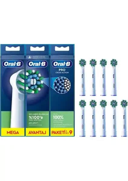 Oral-B Pro Cross Action 9'lu Yedek Diş Fırçası Başlığı ile Derinlemesine Temizlik Sağlayın