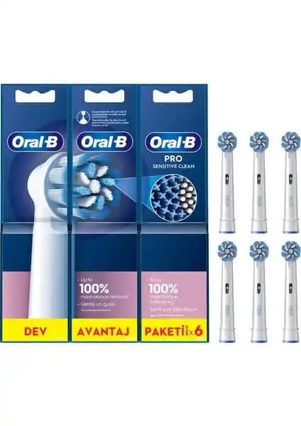 Oral-B Sensitive Şarjlı Diş Fırçası Yedek Başlıkları 6'lı Paket Günlük Ağız ve Diş Bakımı İçin