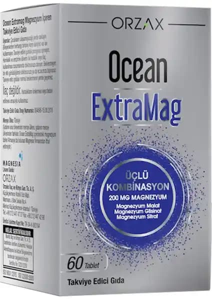 Orzax Ocean ExtraMag Üçlü Magnezyum Takviyesi Sağlık ve Enerji Destekleri