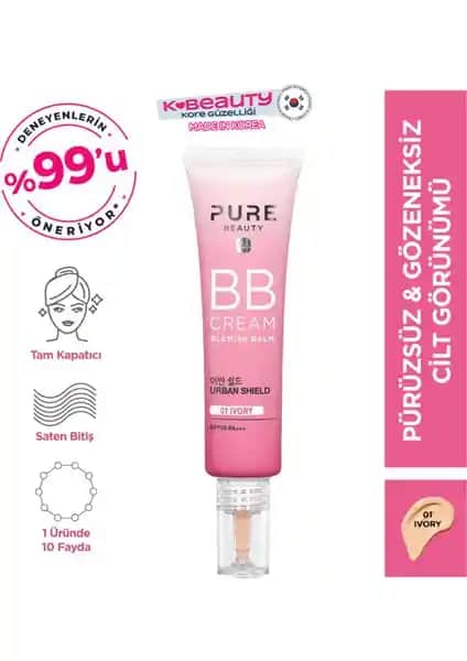 Pure Beauty BB Krem SPF50 PA+++ Ivory: Çok Yönlü Güneş Koruyucu ve Cilt Bakım Ürünü