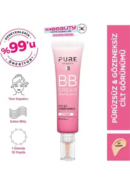 Pure Beauty BB Krem SPF50 PA+++ Ivory: Çok Yönlü Güneş Koruyucu ve Cilt Bakım Ürünü