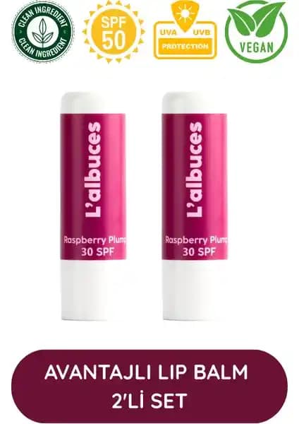 Raspberry 30 SPF Plump Lip Balm İkili Seti ile Güzel ve Korunmuş Dudaklar