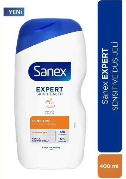 Sanex Expert Sensitive Hassas Ciltler İçin 400 ml Duş Jeli Güçlü ve Nazik Temizlik