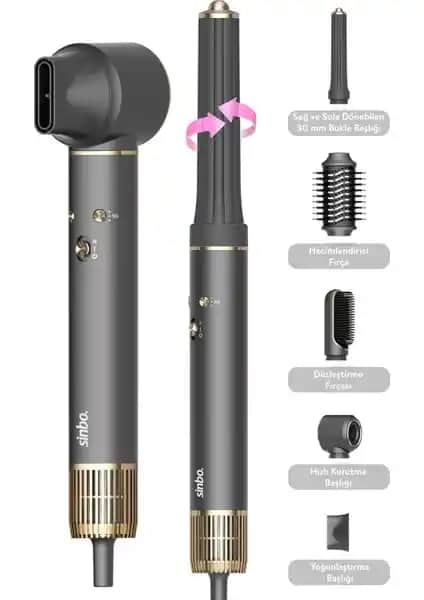 Sinbo Pro Compact Uzun Multi-Styler 5'li Çok Fonksiyonlu Saç Şekillendirme Cihazı