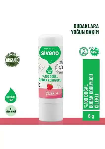 Siveno %100 Doğal Dudak Koruyucu Çilek Bitkisel Lip Balm ile Dudaklarınızı Koruyun
