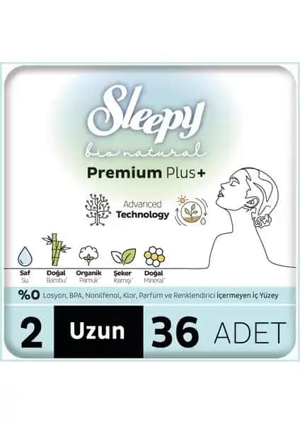 Sleepy Bio Natural Plus Hijyenik Ped Mega Paket Uzun Gün Boyu Konfor ve Güvenlik