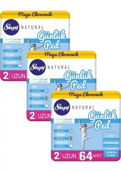 Sleepy Natural Günlük Ped 2 Uzun 64'lü Paket ile Gün Boyu Güven ve Konfor
