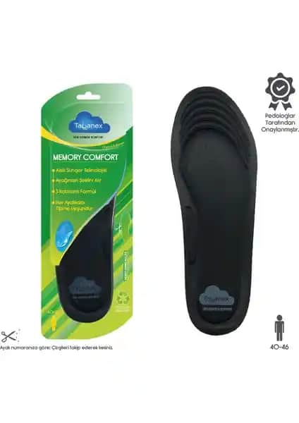 Tabanex Memory Comfort Erkek Tabanlık 40-46 Numara Yüksek Konfor ve Dayanıklılık