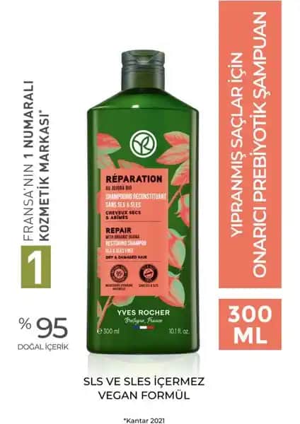 Yves Rocher Yıpranmış Saçlar İçin Onarıcı Prebiyotik Şampuan İncelemesi ve Özellikleri
