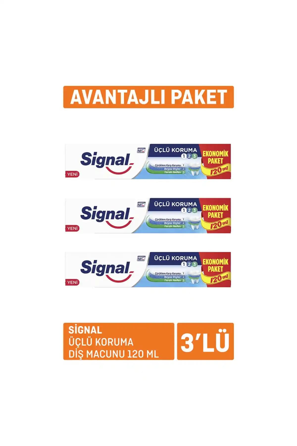 Signal Üçlü Koruma Diş Macunu 120 ml ile diş sağlığınızı güçlendirin ve estetik gülüşlere ulaşın