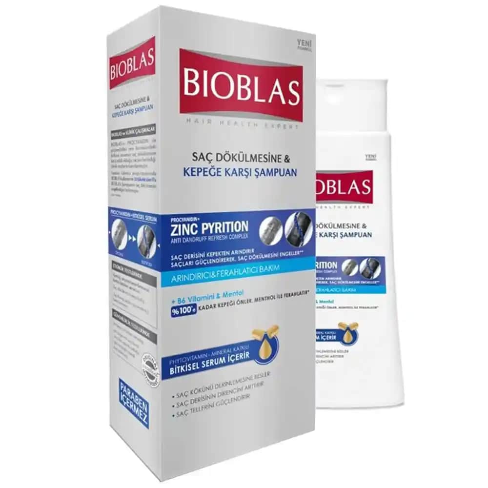 Bioblas Çinko ve Mentol İçeren Saç Dökülmesine ve Kepeğe Karşı Doğal Şampuan 360 ml
