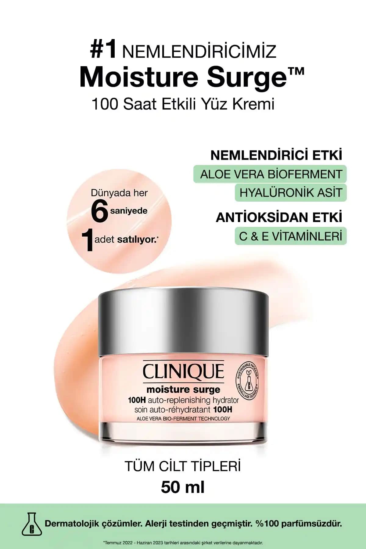 Clinique Moisture Surge 100 Saat Etkili Nemlendirici ile Uzun Süreli Cilt Nemlendirmesi