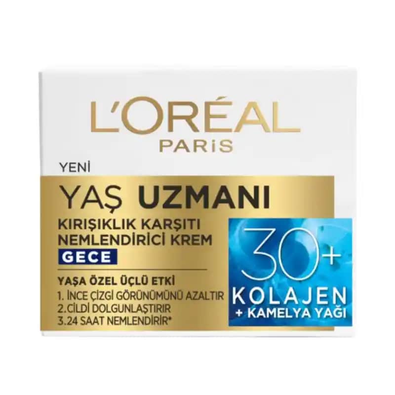 L’Oréal Paris 30+ Yaş Uzmanı Kırışıklık Karşıtı Gece Kremi 50 ml ile Gençlik ve Bakım