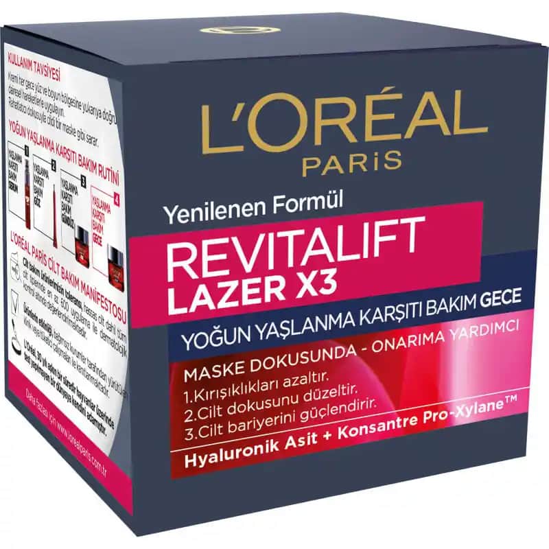L’Oréal Revitalift Lazer X3 Gece Kremi: Yaşlanma Karşıtı ve Cilt Yenileme Etkili Bakım