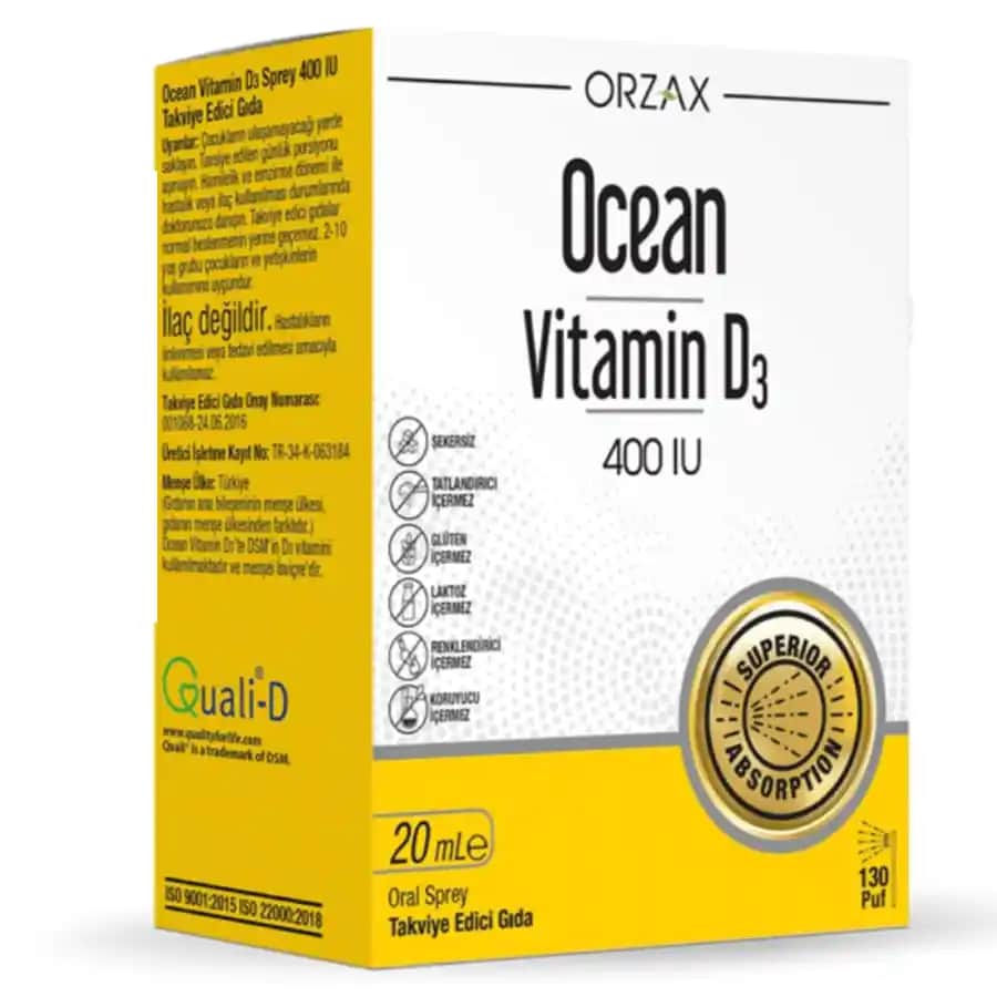 Ocean D3 Damla 400 ile D vitamini takviyesi ve sağlıklı yaşam destekleri