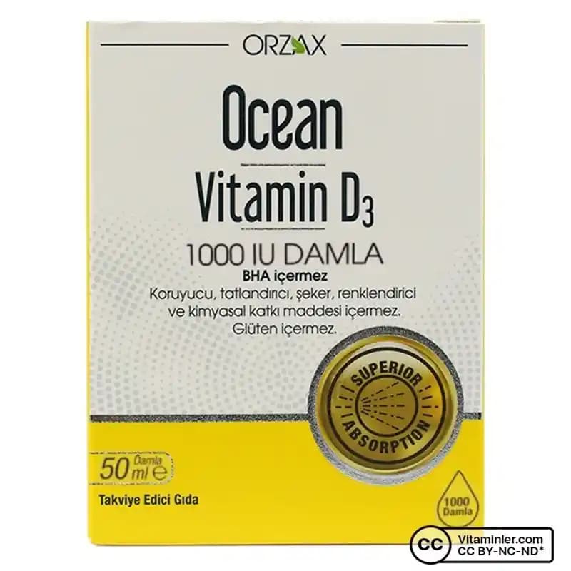 Ocean Vitamin D3 1000 IU Damla 50 ml ile Sağlıklı Kemikler ve Güçlü Bağışıklık