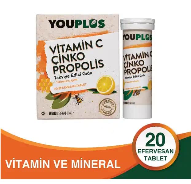 YouPlus Vitamin C, Çinko ve Propolis ile Doğal ve Güçlü Cilt Bakım Çözümü