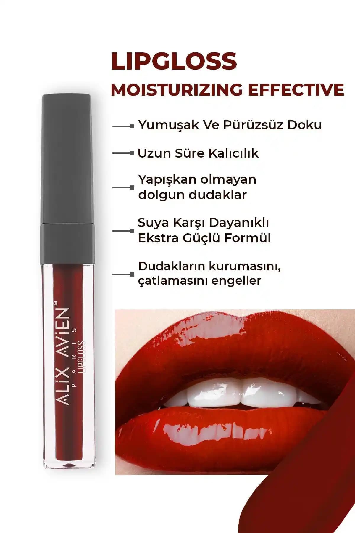 Alix Avien Lipgloss 06 Juicy Cherry: Kalıcı Nemlendirici ve Parlak Dudak Parlatıcısı