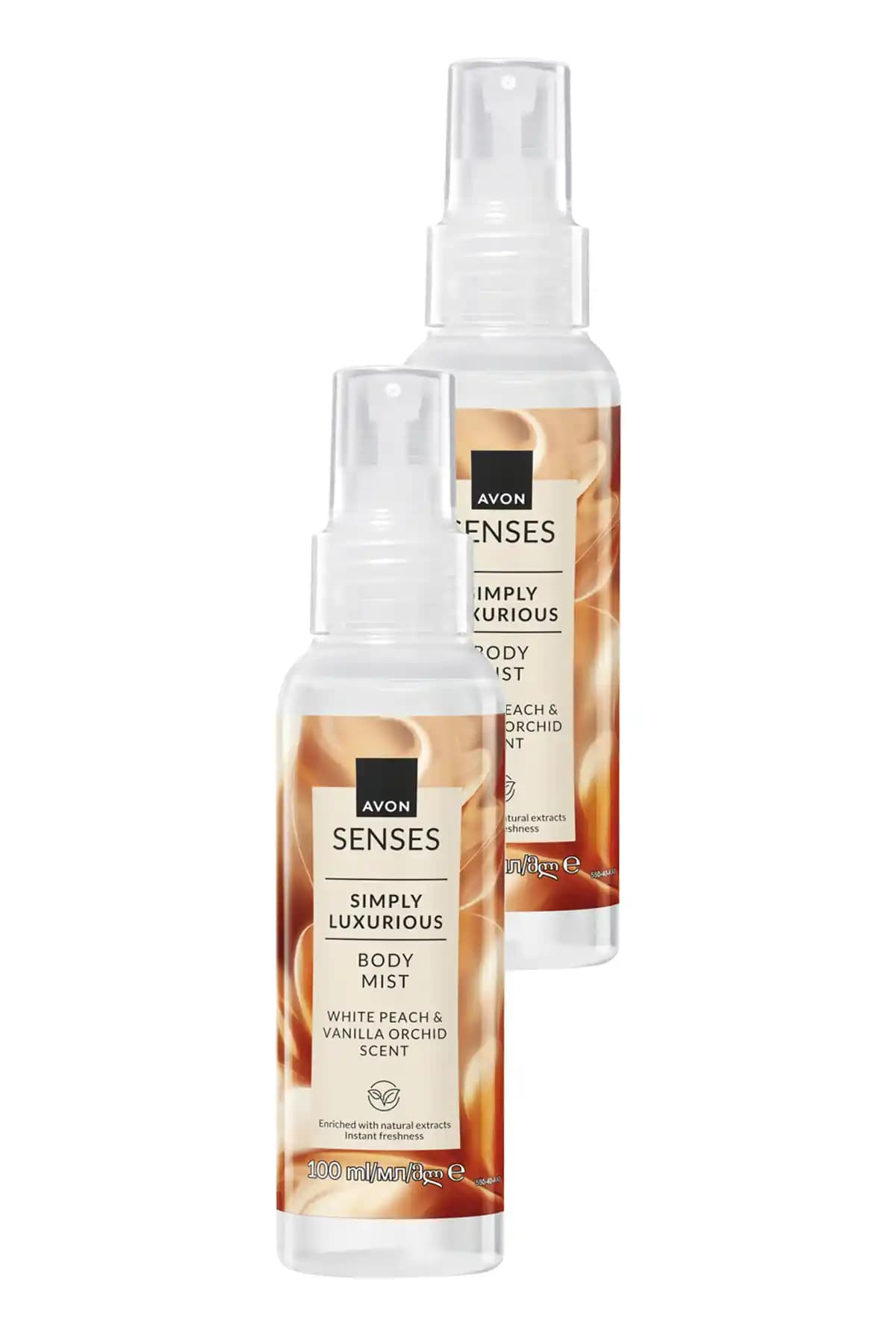 Avon Simply Luxurious Beyaz Şeftali ve Vanilya Orkide Kokulu Vücut Spreyi İkili 100 ml