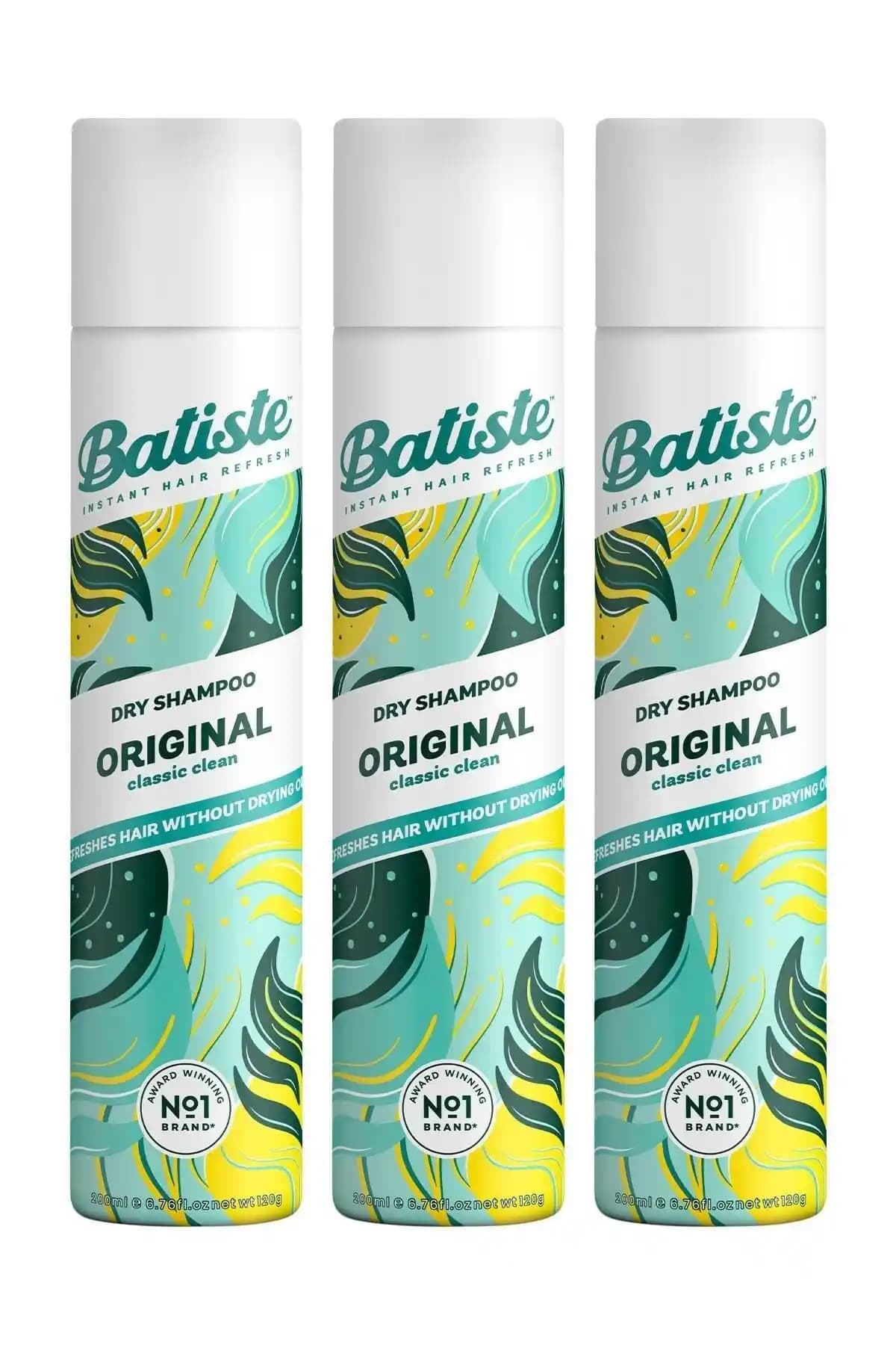 Batiste Orijinal Kuru Şampuan Seti 3x200 ml — Yağlı Saçlar için Hızlı Ferahlık ve Hacim