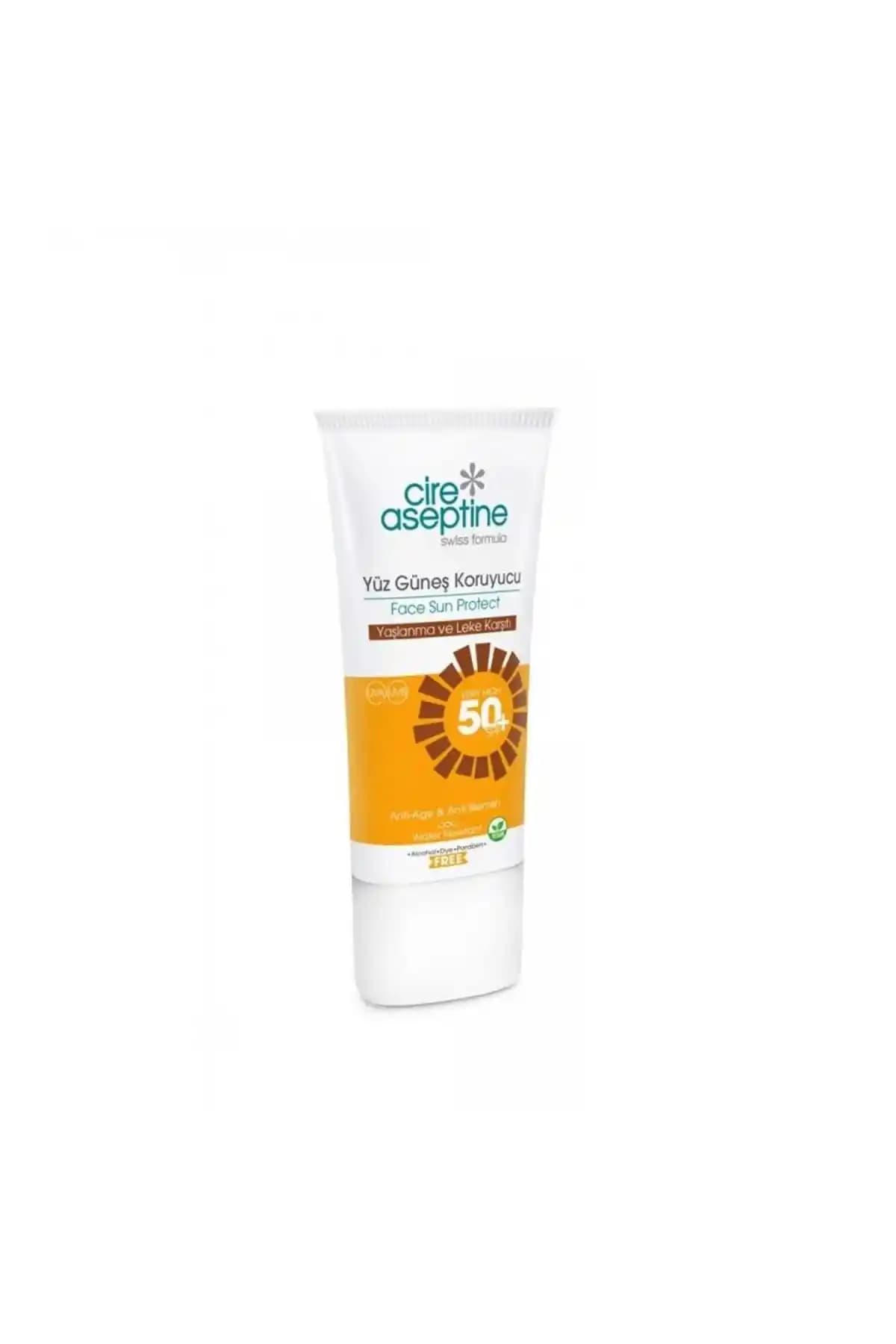 Cire Aseptine Sun Güneş Koruyucu SPF50+ Yaşlanma ve Leke Karşıtı Suya Dayanıklı 50 ml