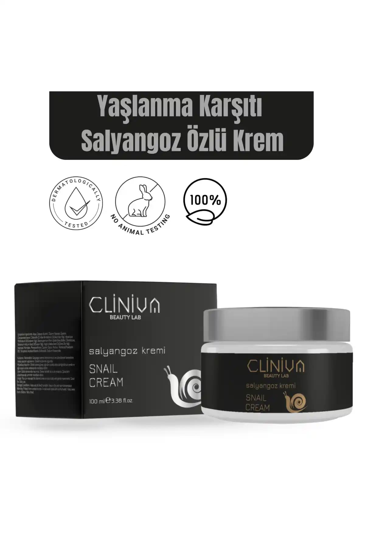 Cliniva Yaşlanma Karşıtı Salyangoz Özlü Krem 100 ml – Nemlendirme ve Kırışıklık Etkisi