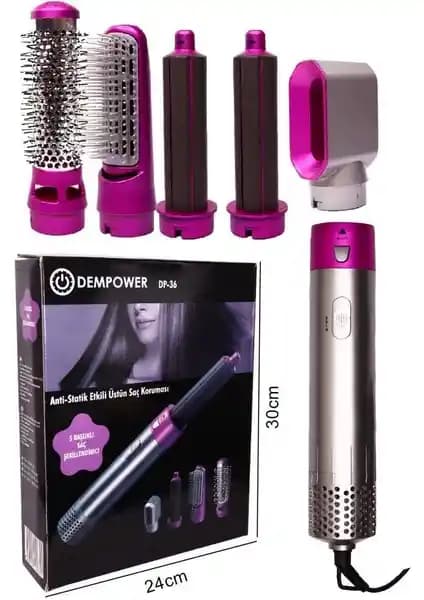 Dempower DP-36: 5 Başlıklı Elektrikli Fırça Seti ile Evde Profesyonel Saç Şekillendirme