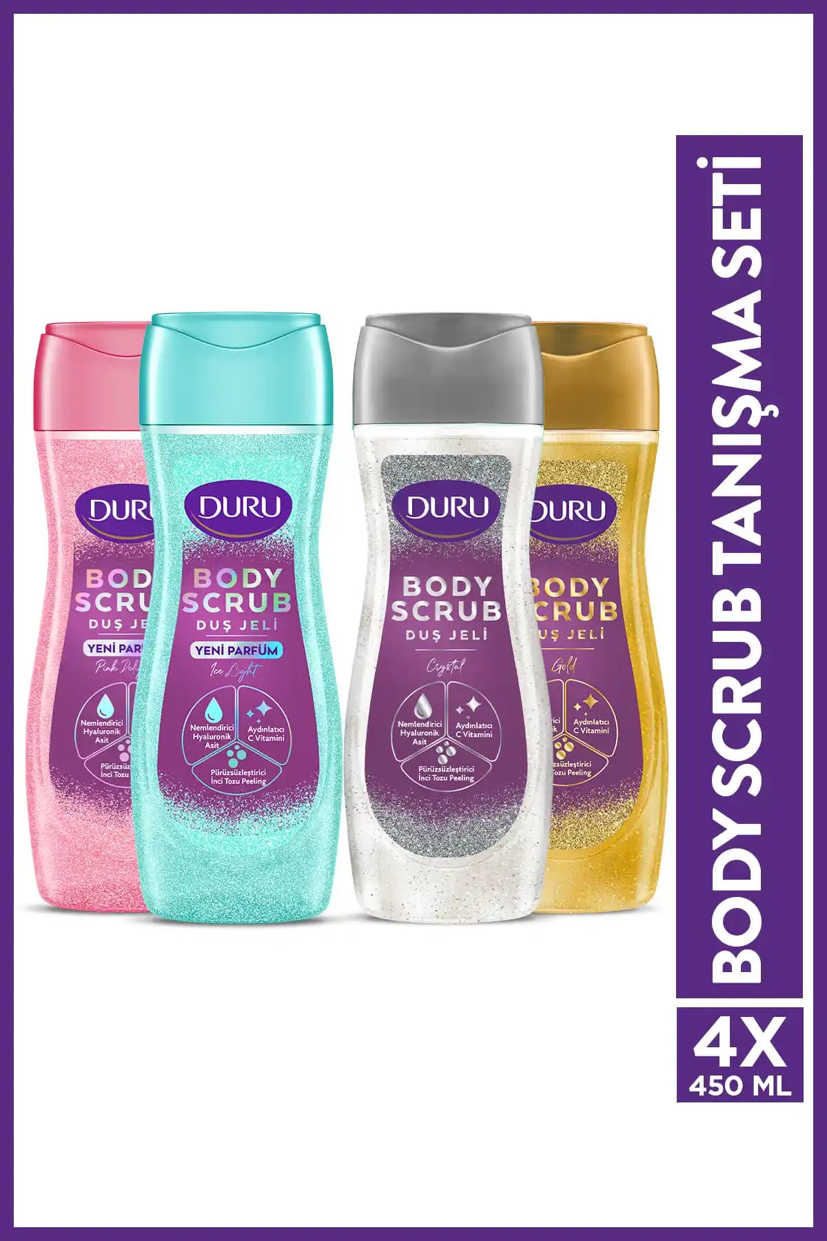 Duru Body Scrub Duş Jeli Tanışma Seti: Türkiye Menşeli, Renkli 450 ml'lik Deneyim