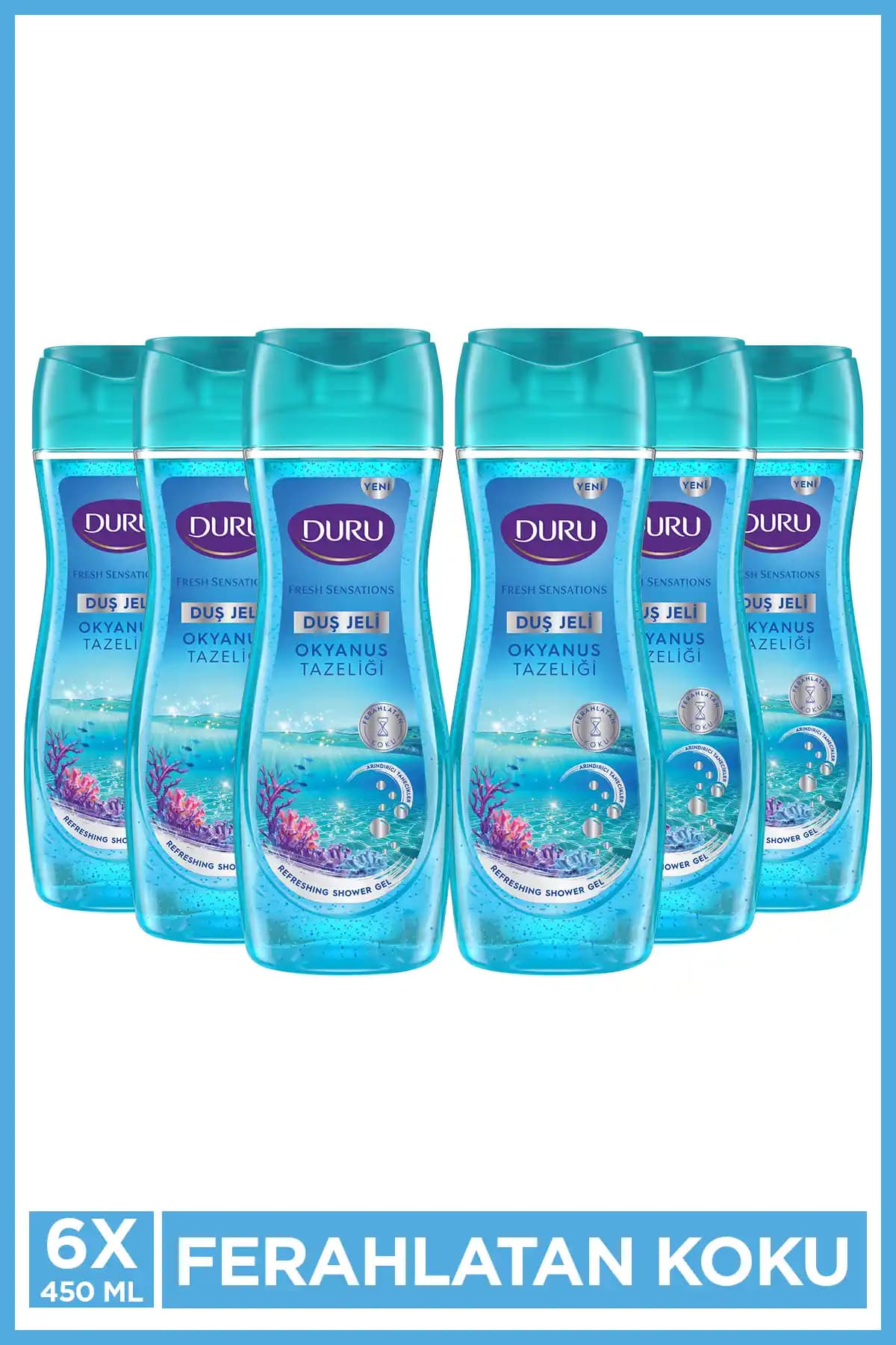 Duru Fresh Sensations Okyanus Tazeliği Vegan Duş Jeli 6x450 ml: Doğal Temizleme ve Ferah