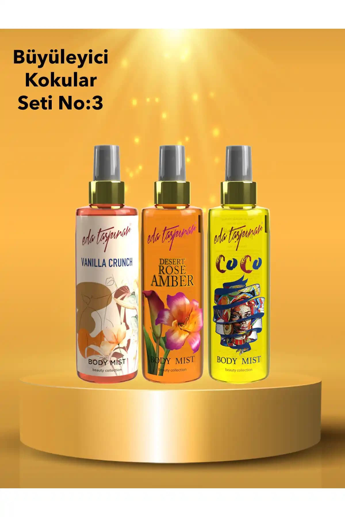 Eda Taşpınar Büyüleyici Kokular No.3: Vanilya, Amber ve Coco Body Mist 200 ml Seti