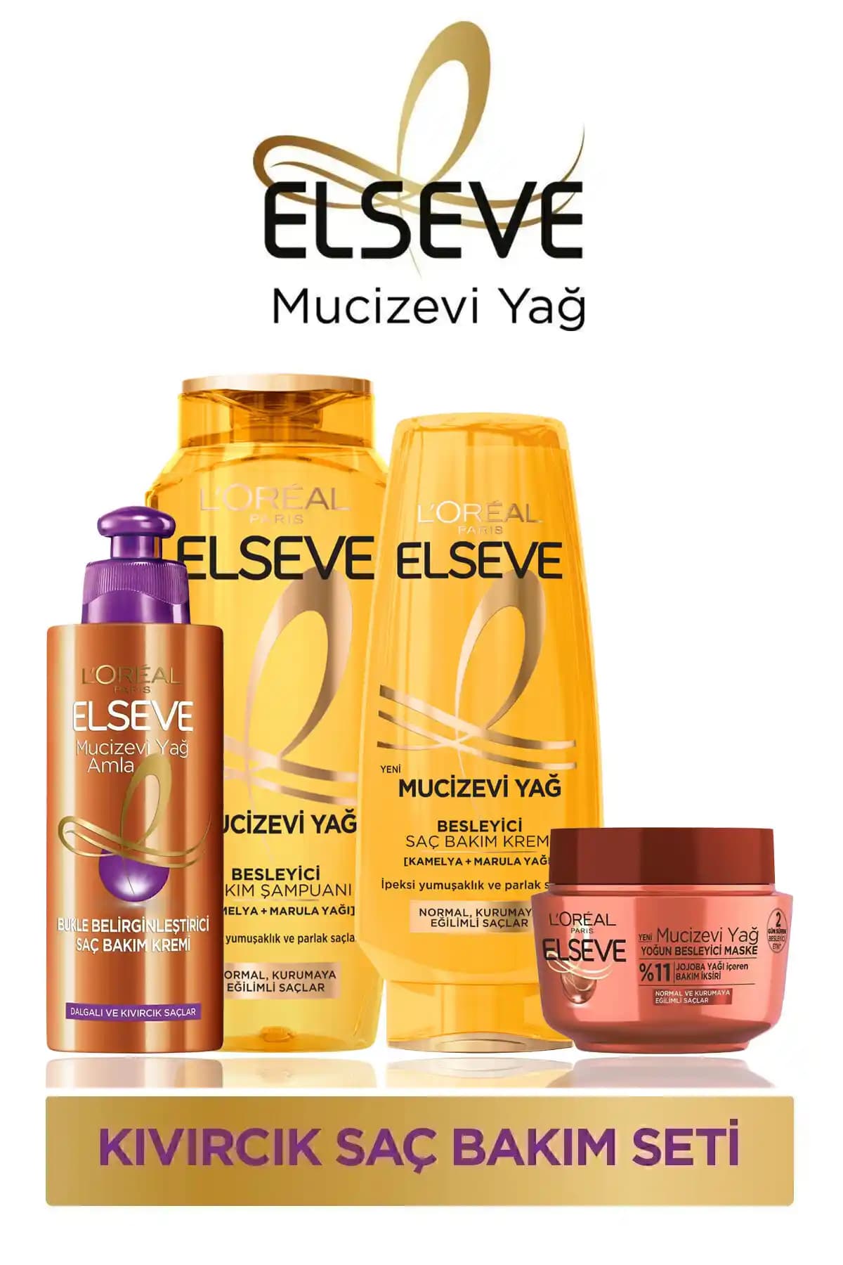 Elseve Mucizevi Yağ Saç Bakım Seti – Tüm saç tipleri için besleyici ve onarıcı bakım