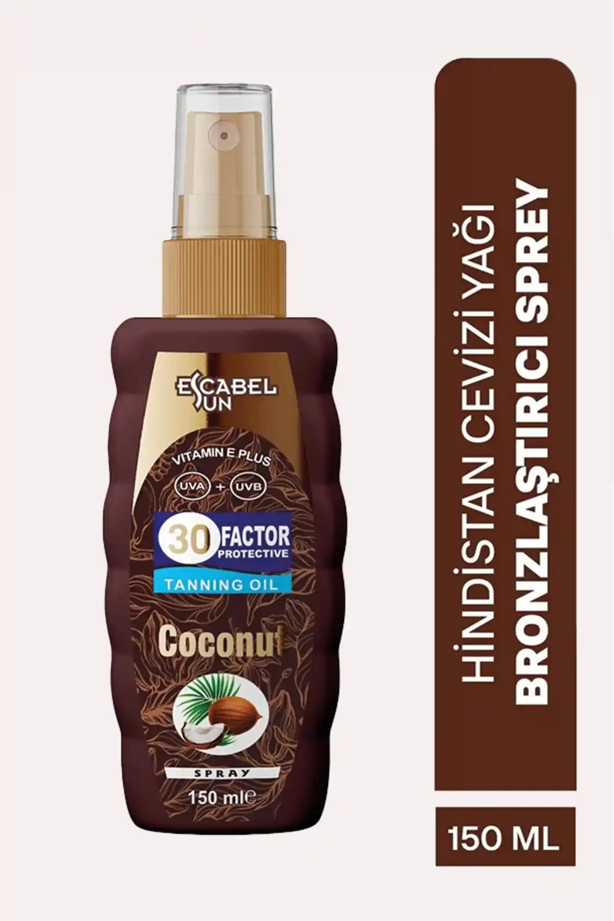 Escabel Hindistan Cevizi Özlü Bronzlaştırıcı Yağ SPF 30, Suya Dayanıklı 150 ml