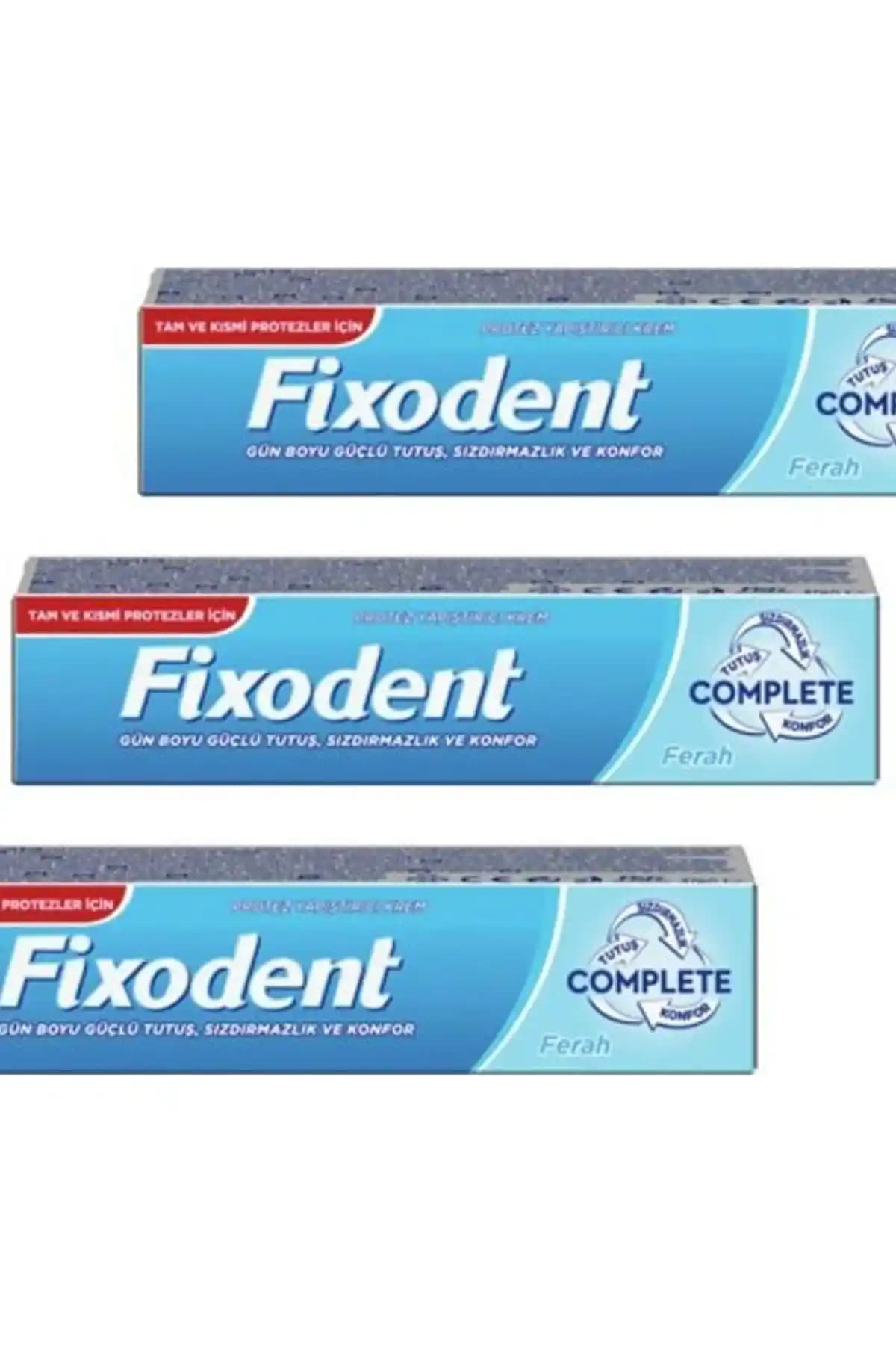 Fixodent Complate Fresh 47 g 3'lü set: Türkiye menşeli diş protezi yapıştırıcısı