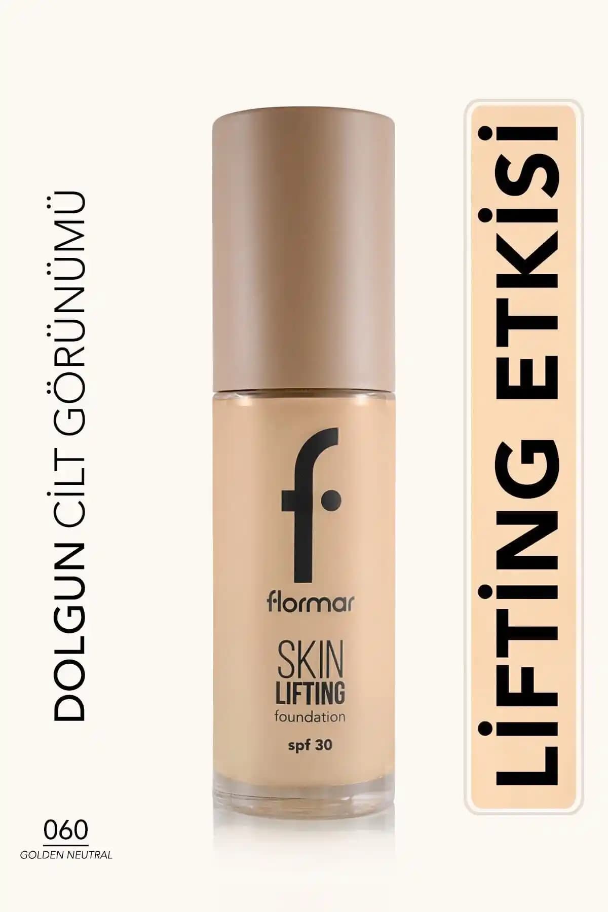 Flormar SPF30 Sıkılaştırıcı Fondöten 060 Golden Neutral: mat görünüm, orta kapatıcılık